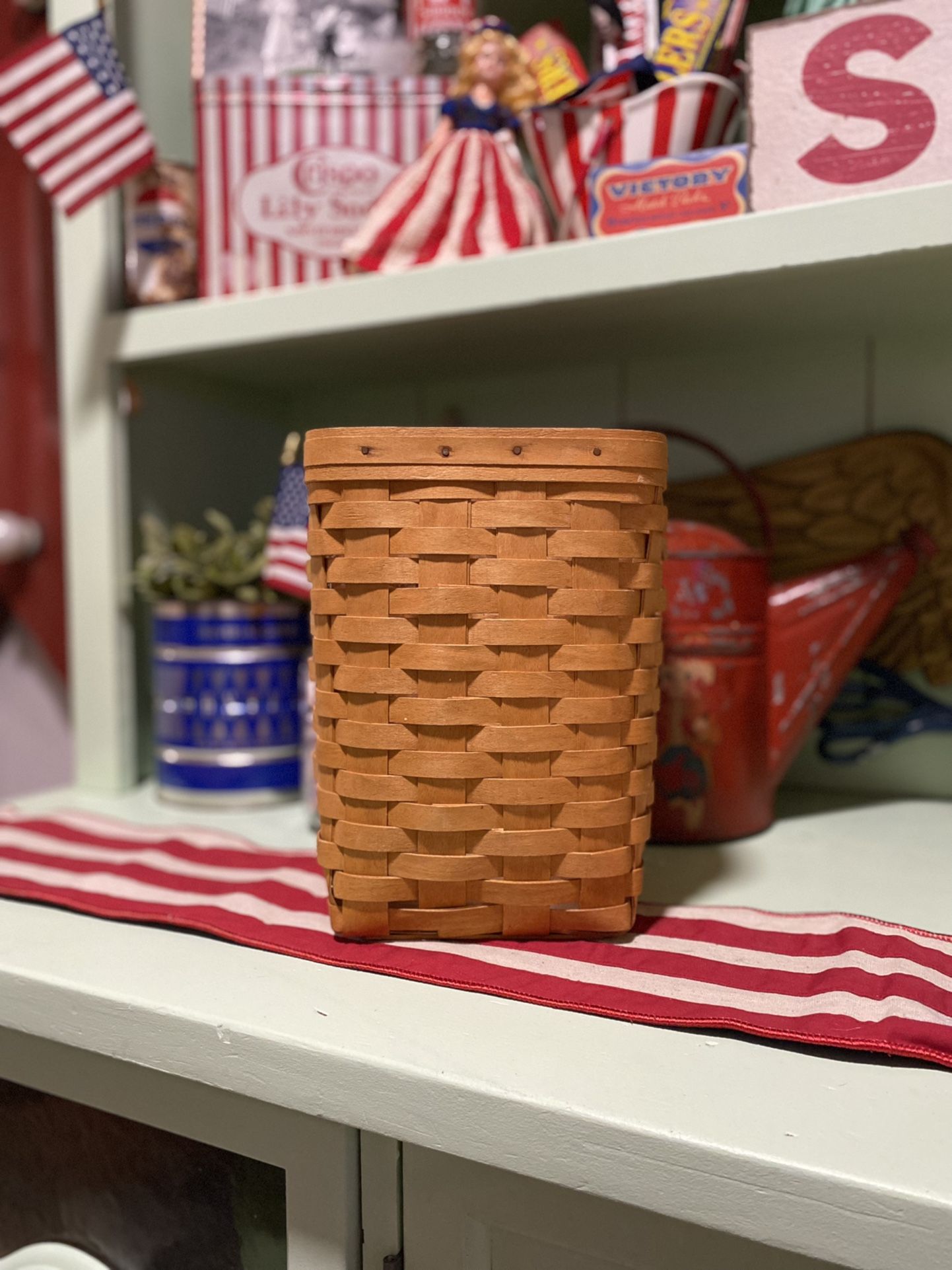Vintage 1996 Longaberger Basket With Liner 10 Tall Waste ?