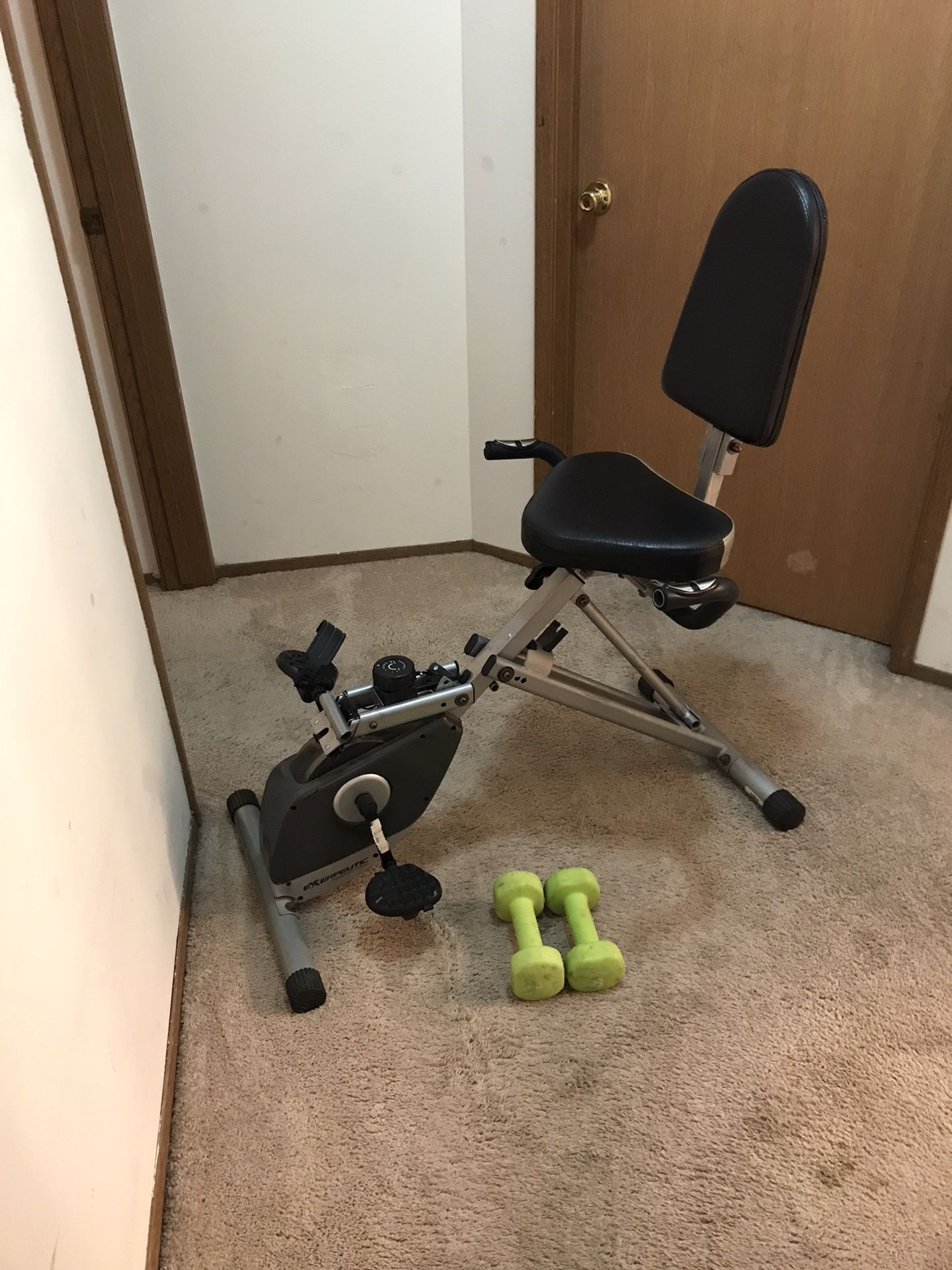 Folding Recumbent Bike + Pair of 8 LB Dumbbells