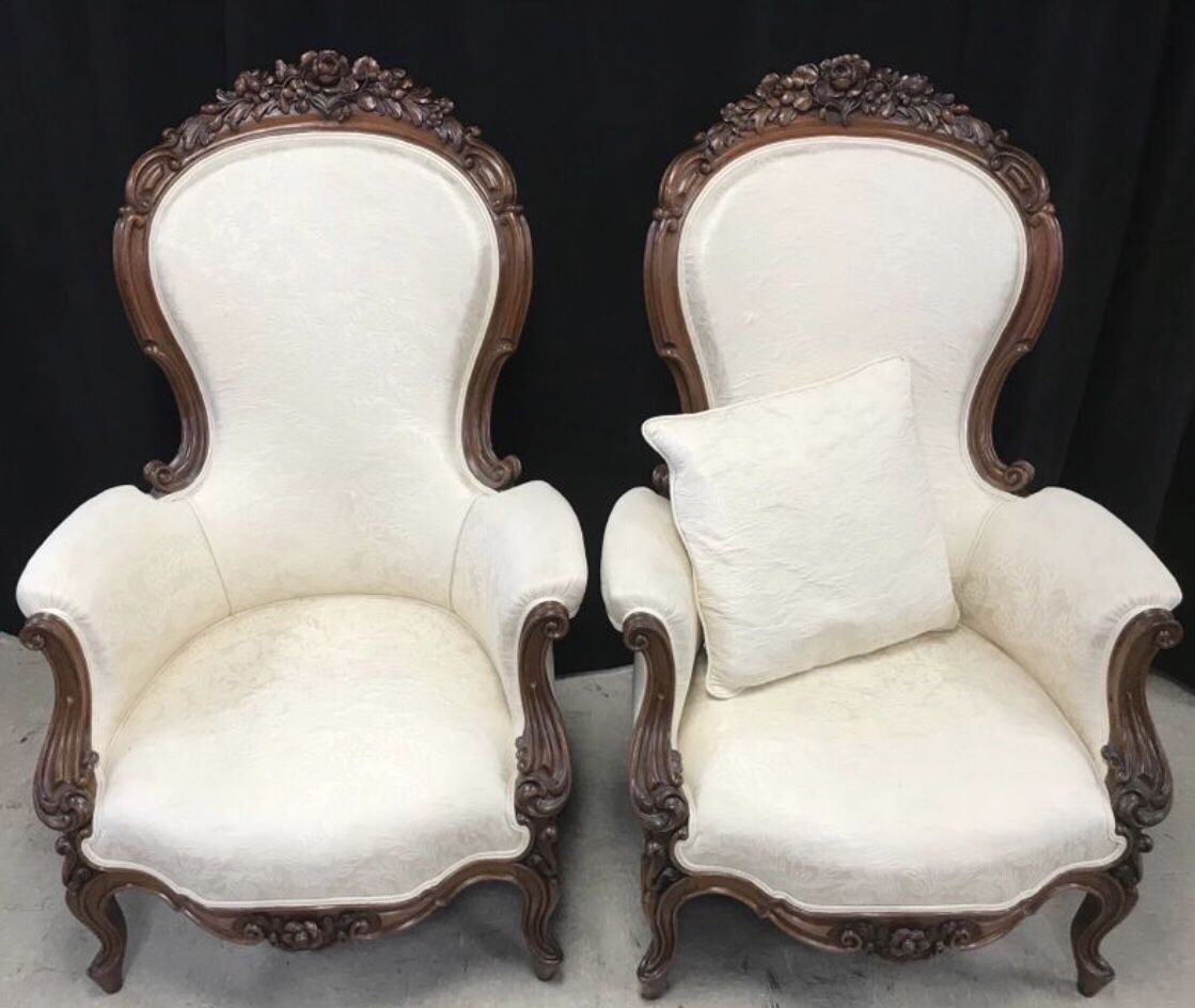 Two Antique Wood Armchairs Louis XV style