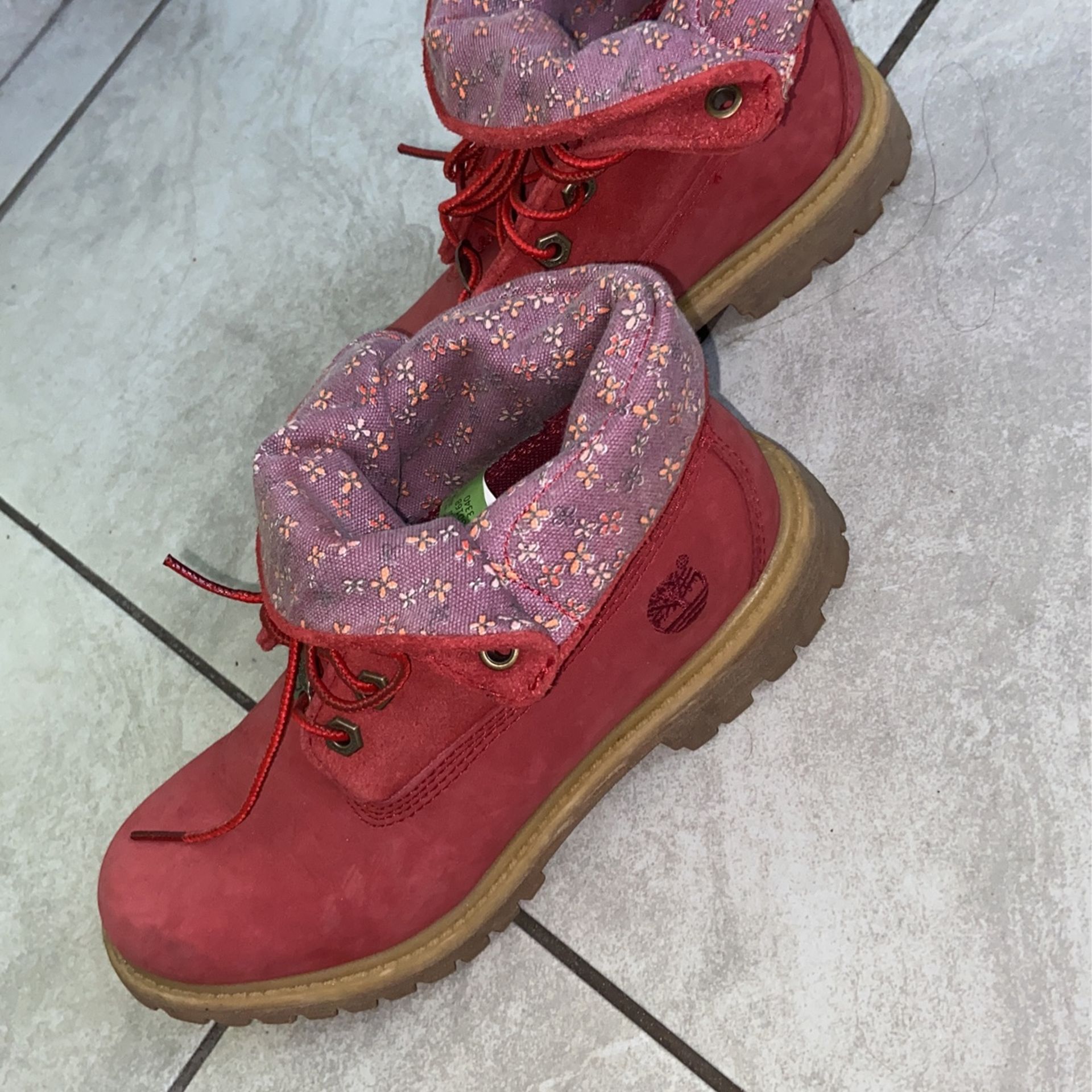 Red Fold Down Timberland Boots