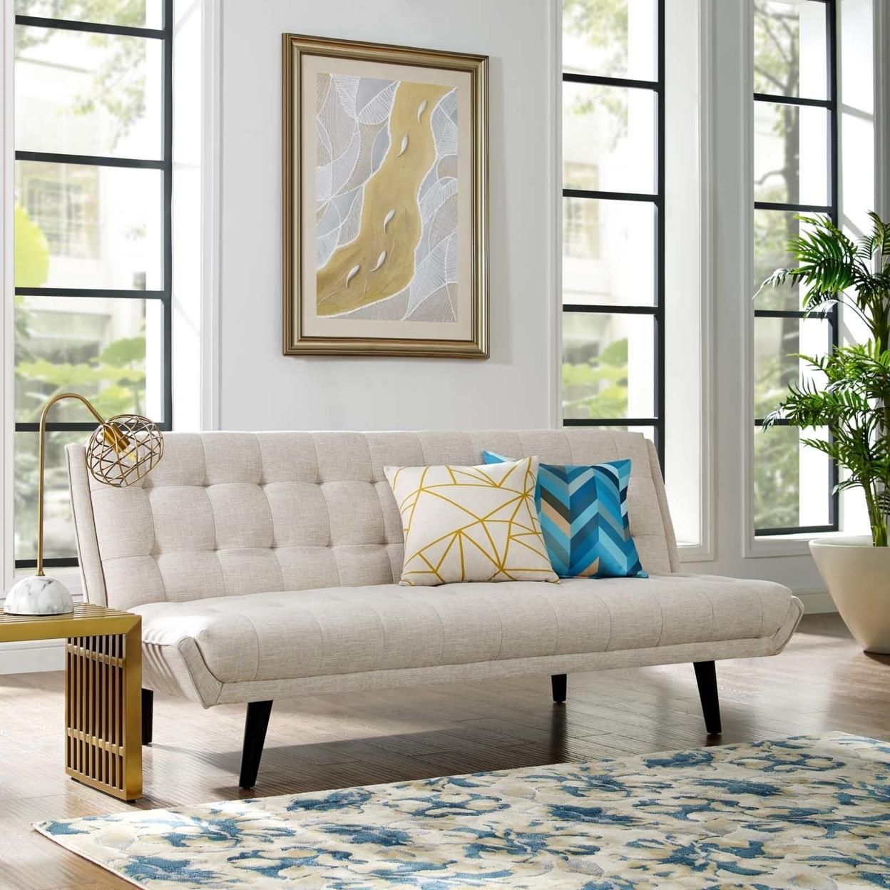 Glance Tufted Convertible Fabric Sofa Bed (3093-BEI)
