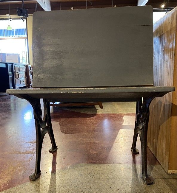 Cool Grey Vintage School Desk