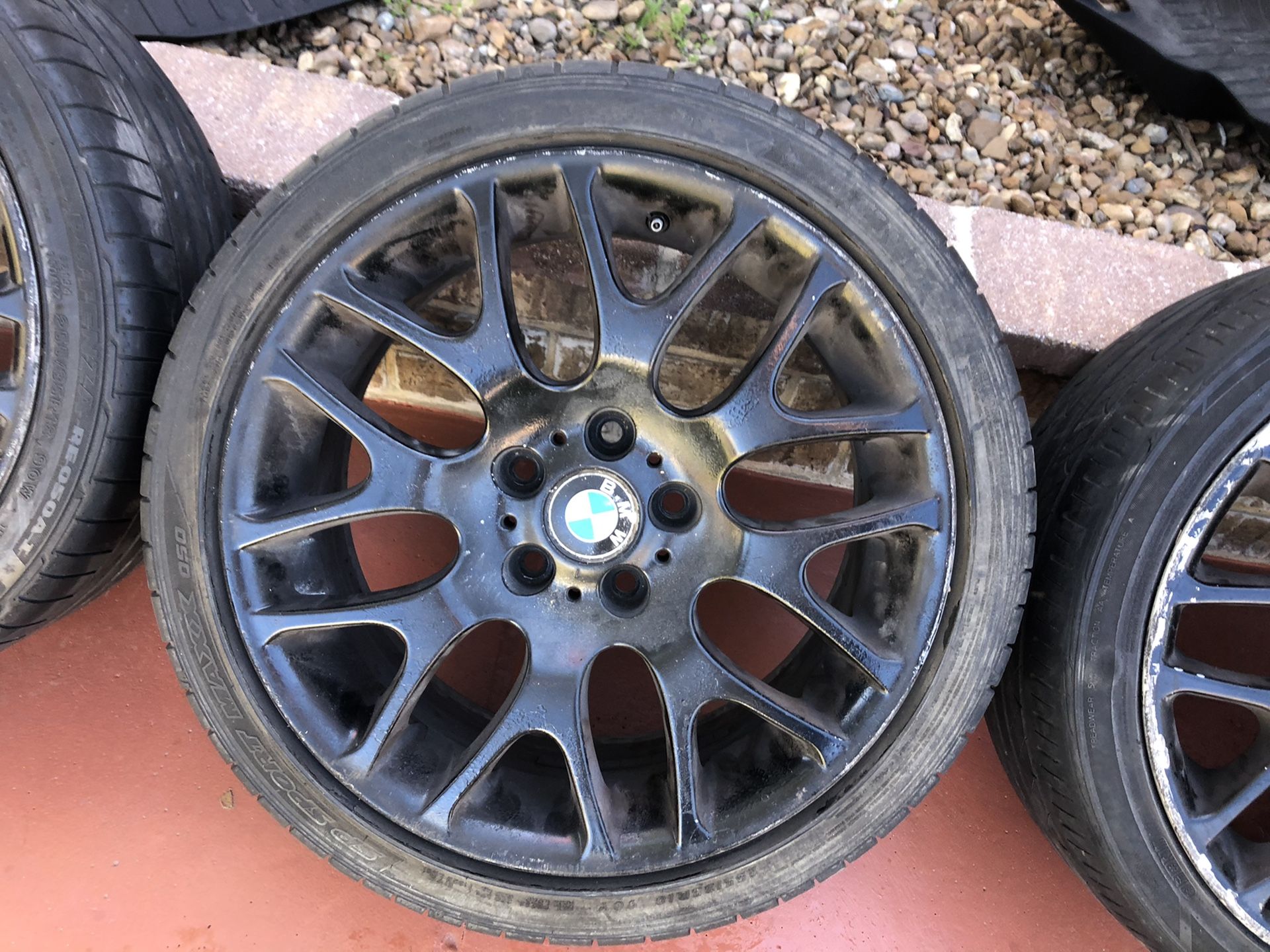 BMW wheels rims tires. I’m not sure what year car these will fit but