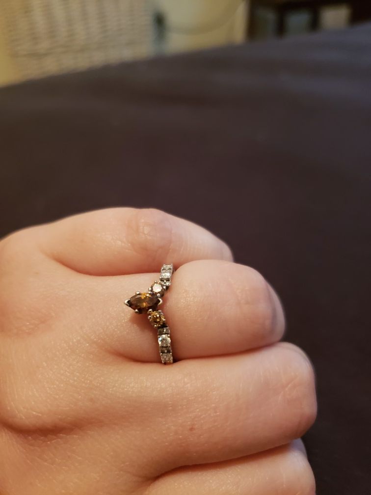 18k white gold tiara engagement ring