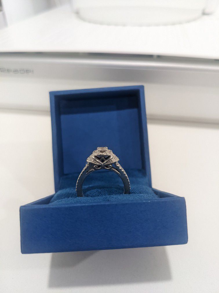 Vera Wang Love 3/4ct Diamond HALO Engagement Ring 14k White Gold