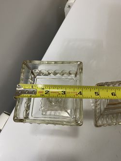 Vintage Jeannette Glass Wedding Box Candy Dish With Lid Clear Gold Trim. Thumbnail