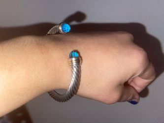 Cable Classic Bracelet with Blue Topaz and 14K Gold, 5mm Thumbnail