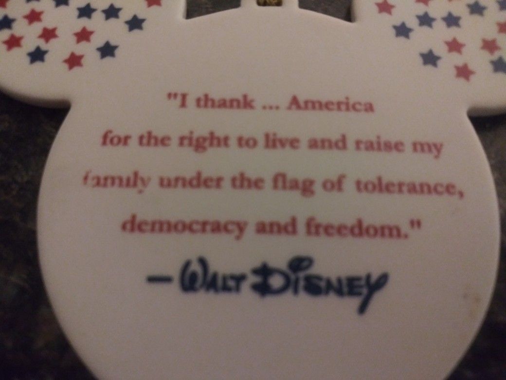 Stars-n-Stripes Ceramic Mickey Mouse Ears Ornament. MINT CONDITION