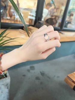 Personality moonstone ring adjustable index finger ring Thumbnail