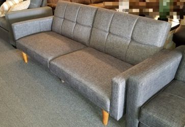 Brand New Grey Linen Futon Sofa Bed (New In Box)  Thumbnail
