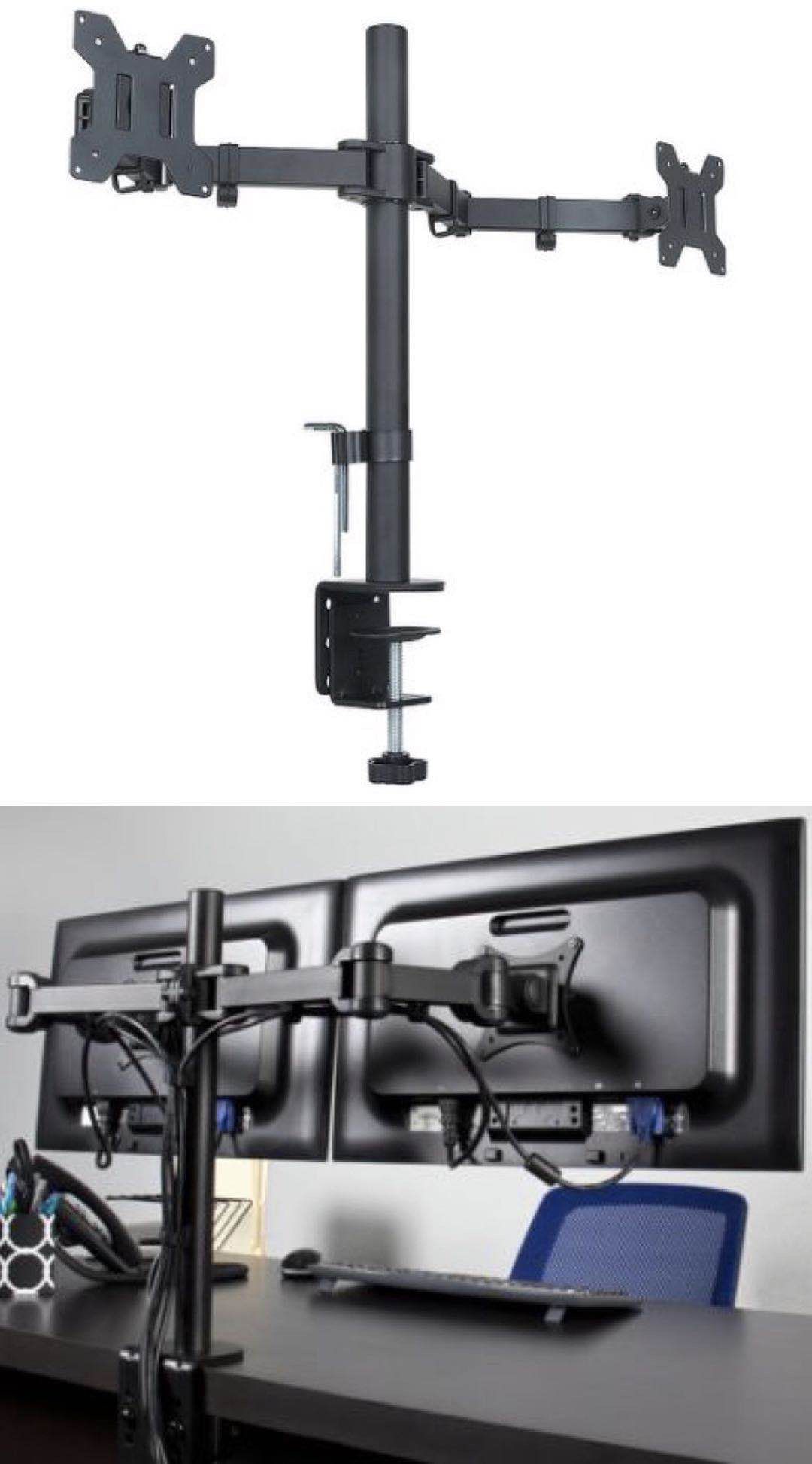New in box Universal 10 to 24 inches dual computer screen monitor holder stand clamp mount