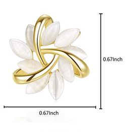Flower Stud Earrings For Women Girls With White Moonstone Petal-Shaped Gold Thumbnail