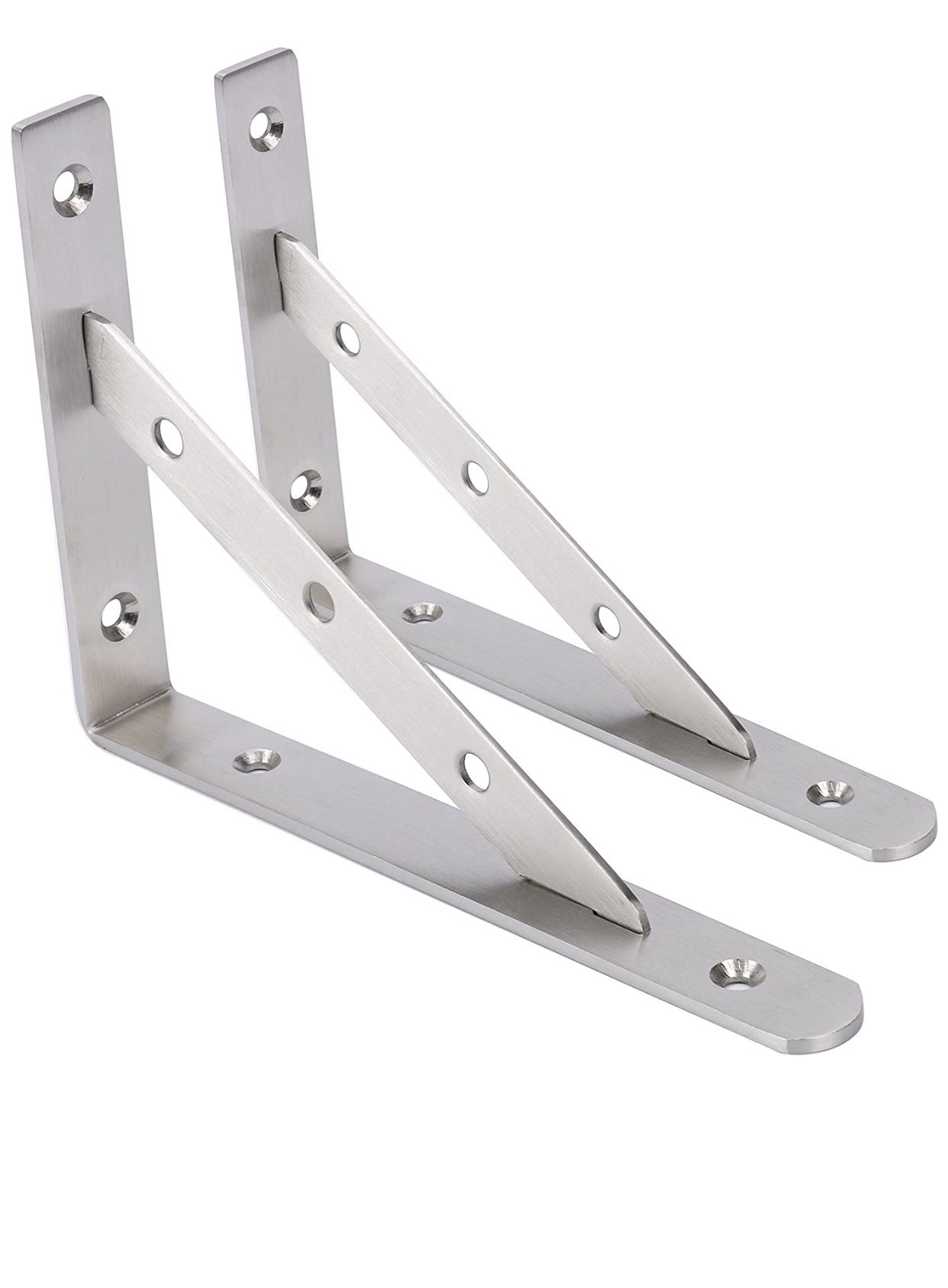 Amarine Made Pair Stainless Steel Solid Shelf Brackets,8",10",12", Shelf Support Corner Brace Joint Right Angle Bracket (8"X5-1/2")