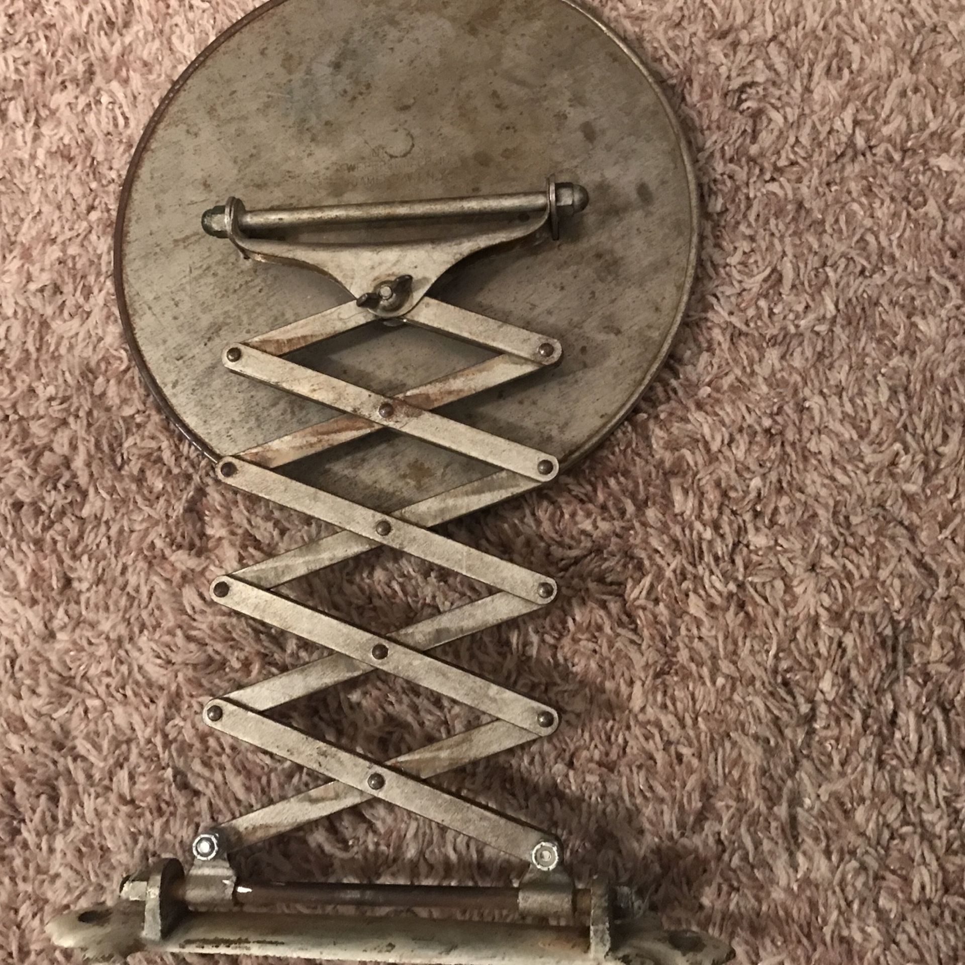 antique beveled shaving mirror with wall mount extension arm
