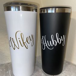 Wifey Hubby Matching Wedding Or Engagement Tumblers  Thumbnail