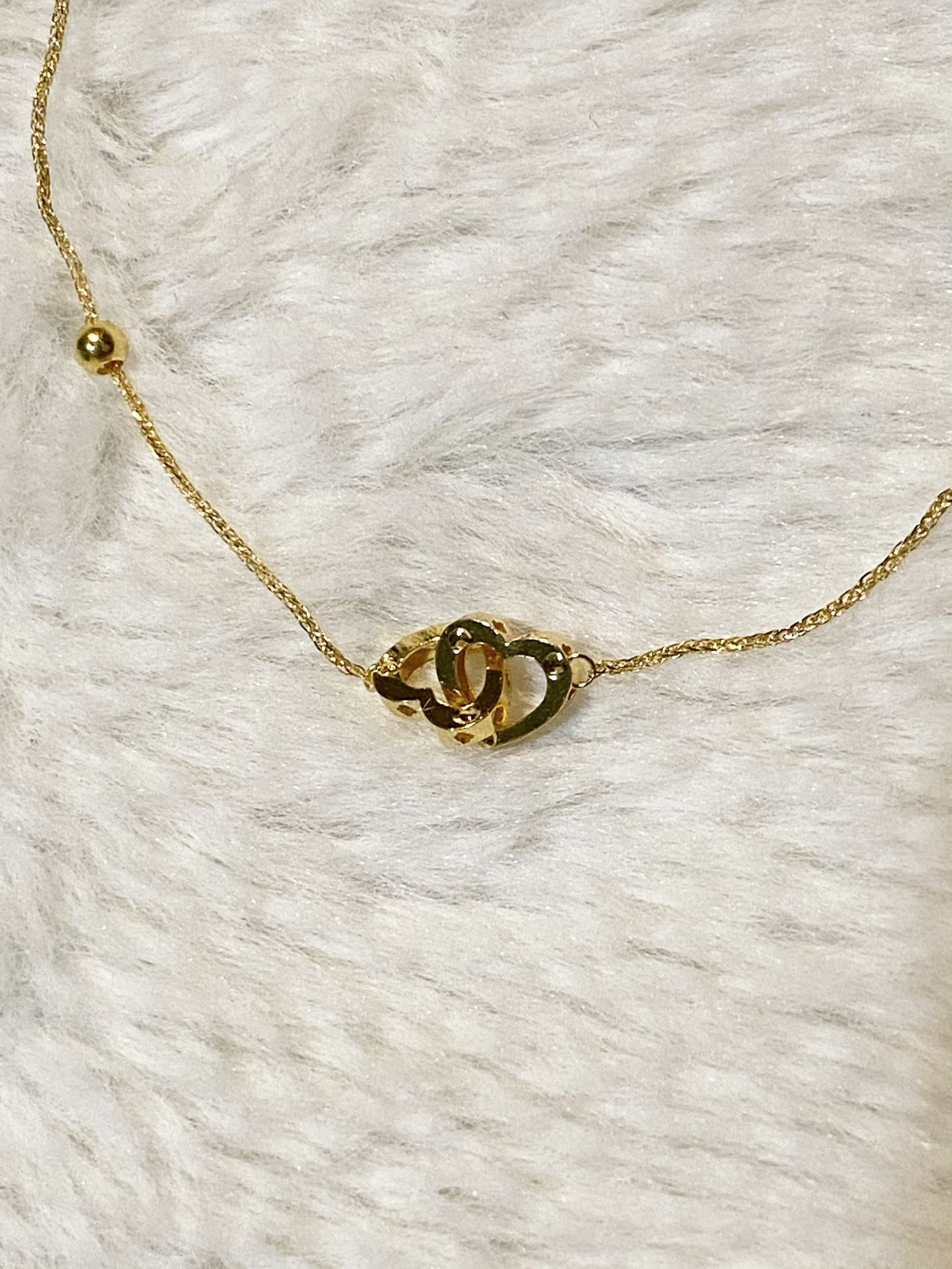 Real 18k Saudi gold double heart bracelet