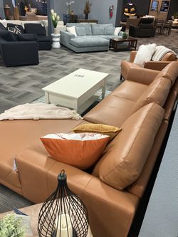 NEW Gorgeous Leather L-Shaped Sectionals! 3 different colors $54 down with Zero interest financing😳 Thumbnail
