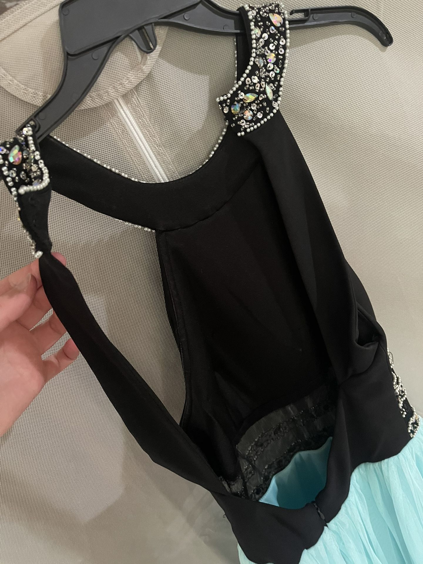 Teal & Black Prom Dress