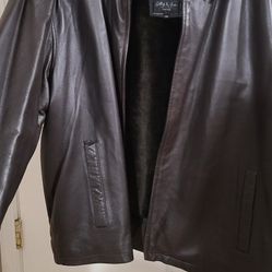 Brown Leather Jacket With Detachable Lining Thumbnail