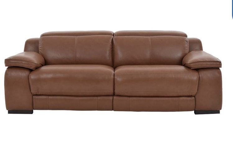 Gian Marco Tan Leather Power Reclining, Marco Genuine Leather Reclining Sofa