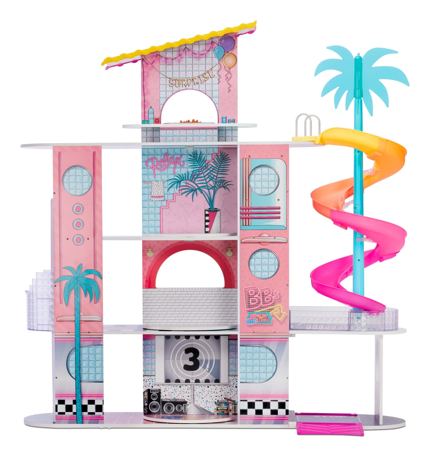 Lol Surprise Omg House Of Surprises New Real Wood Dollhouse 85+ Surprises 4 Floors Doll House 10 Rooms With Elevator Spiral Slide Pool Movie Theater D