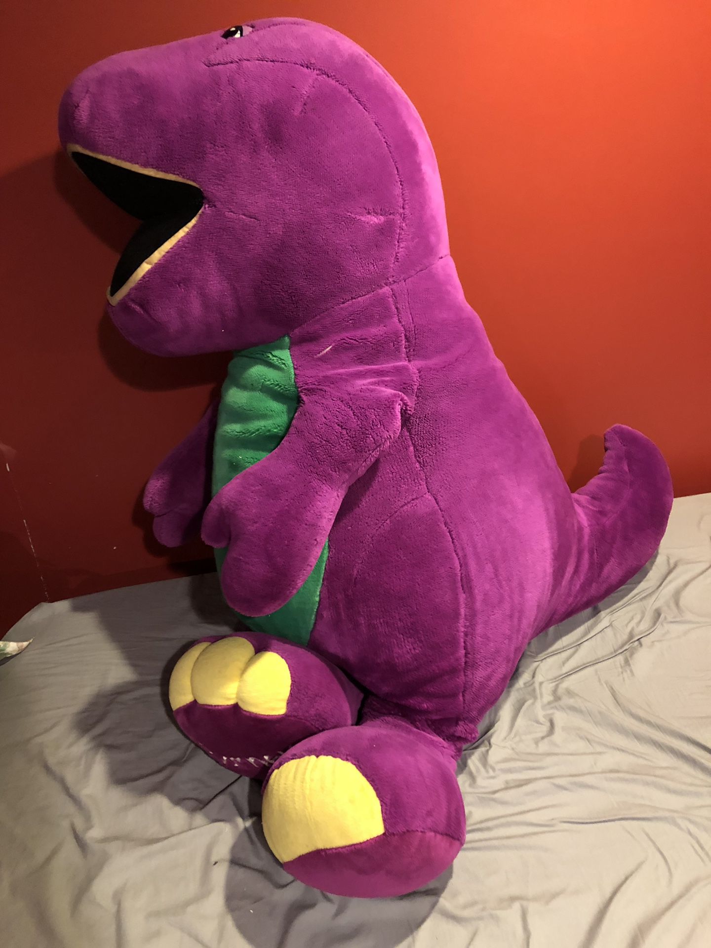 Life-size Barney stuffed animal
