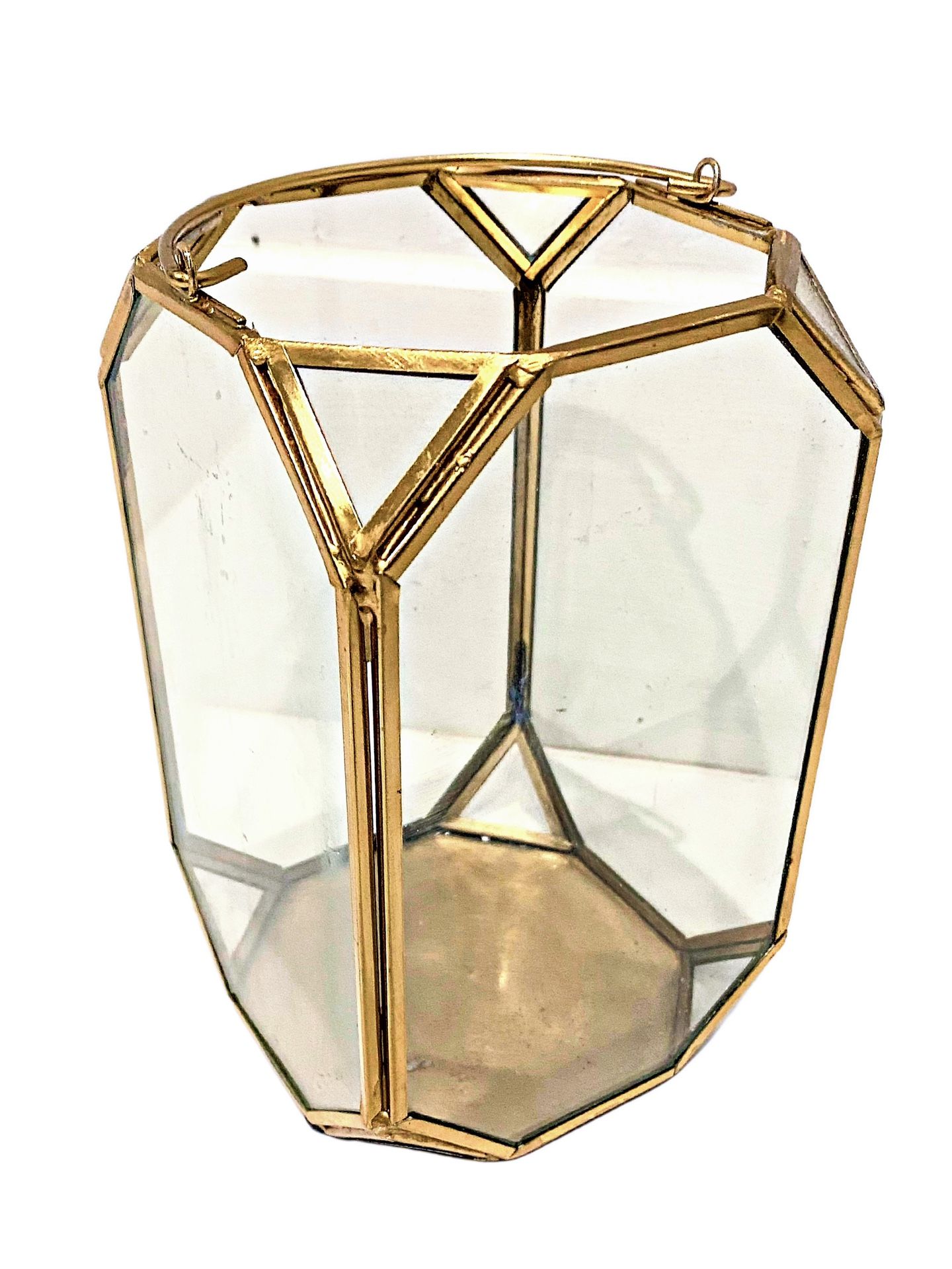 SMALL GOLD GEOMETRIC LANTERN