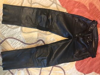 Six gears leather jacket size 10 and Harley Davidson leather pants size 34 Thumbnail