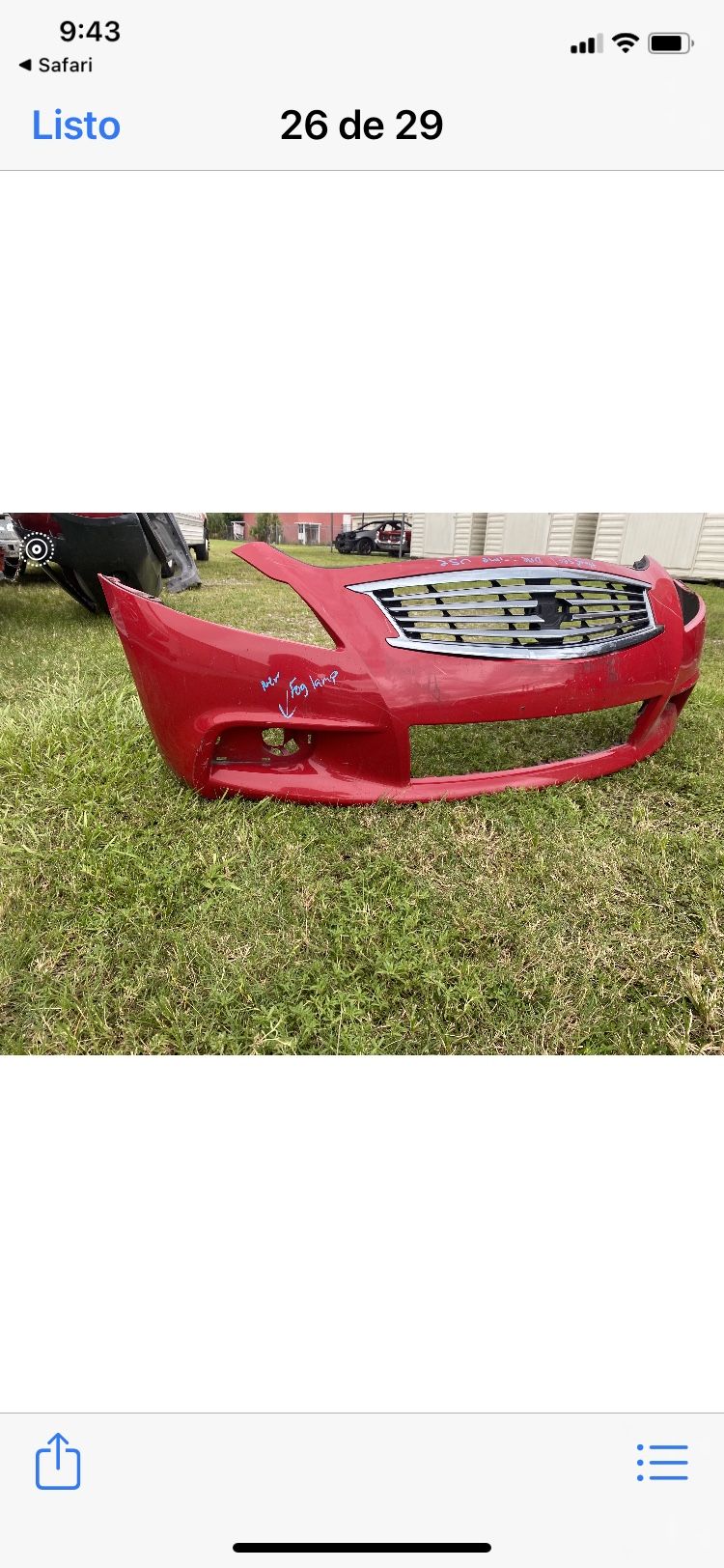 INFINITI G37 FRONT BUMPER & GRILL