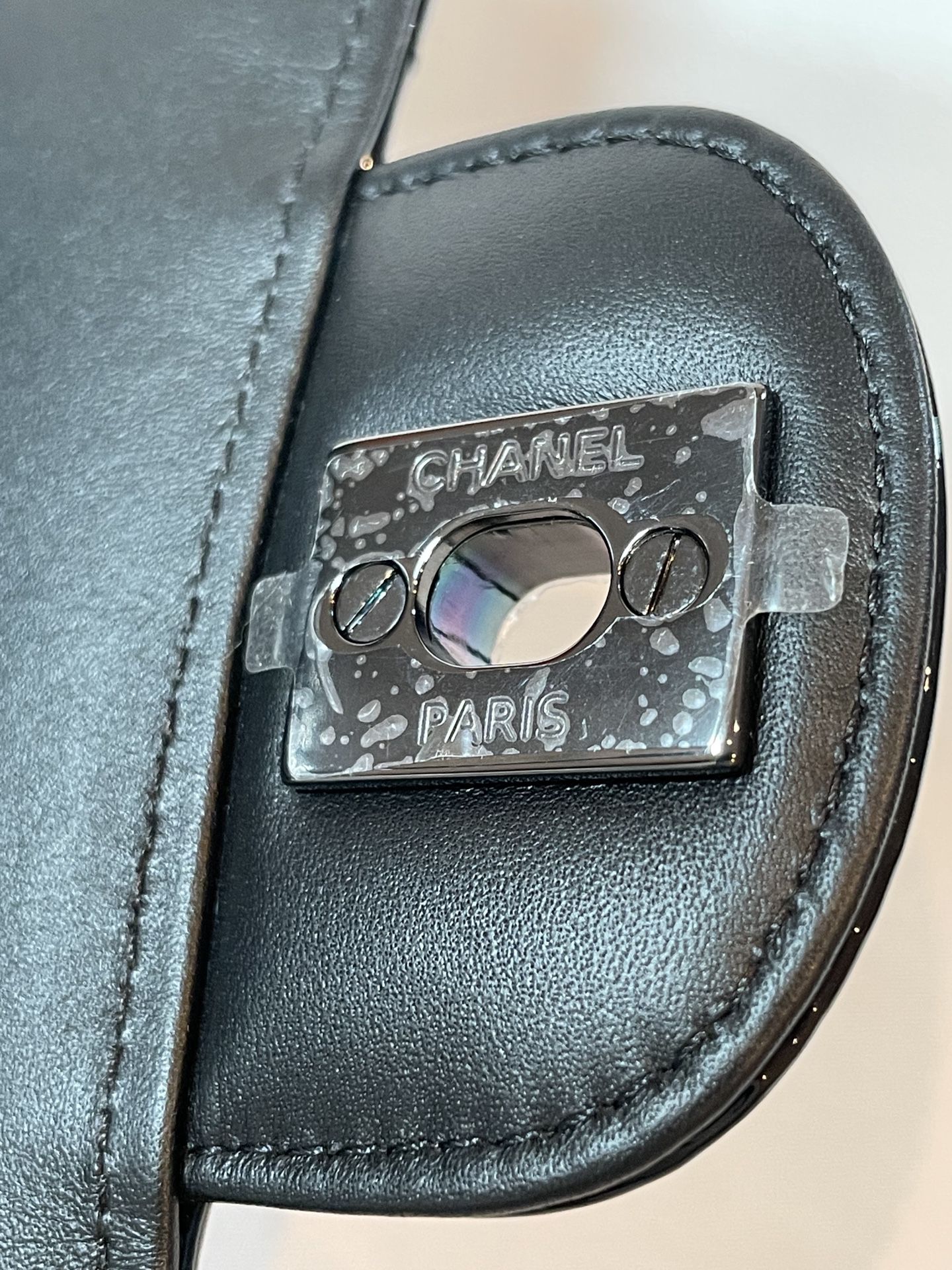Mini Flap Bag Patent Calfskin Black Metal 