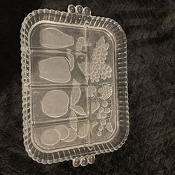 Vintage 1940s Divided Pressed Glass Fruit Tray Thumbnail
