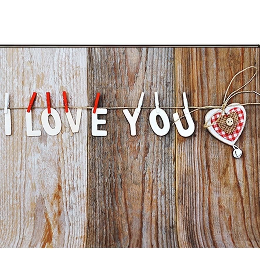 7x5ft Wood Backdrops Valentine's Day Background Photo Booth Props
