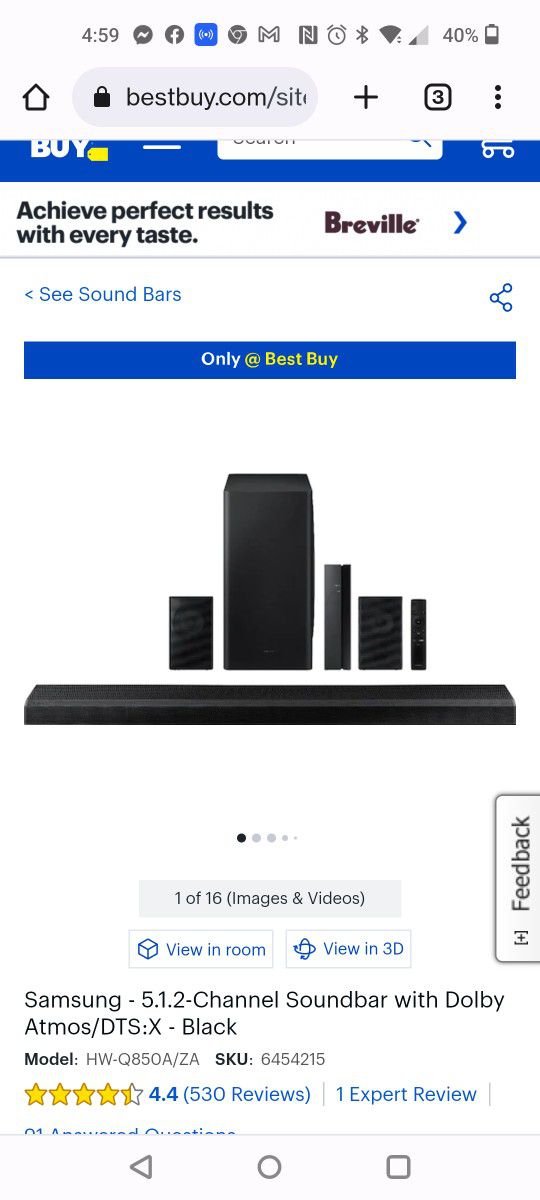 Samsung Sound Bar, Bass And Speakers