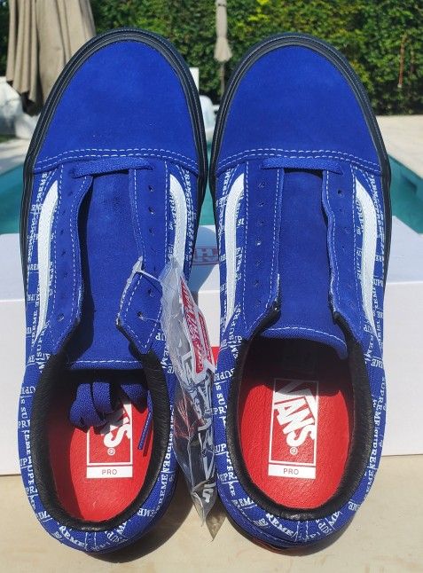 NEW + RECEIPT | Supreme x Vans Old Skool Pro "Blue Grid Logo" Size 10