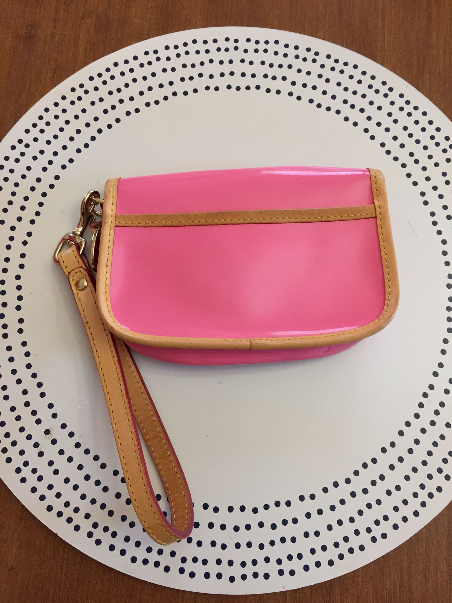 Dooney Bourke shinny pink wristlet envelop flap bag