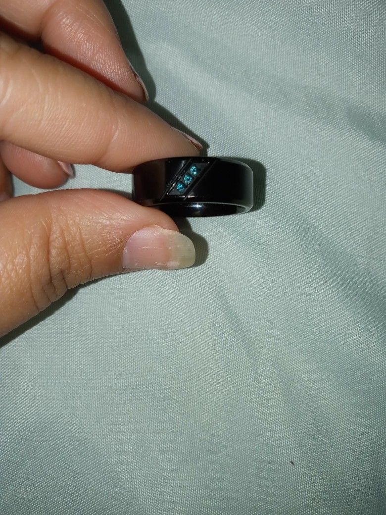 Men's Blue Diamond Wedding Band
