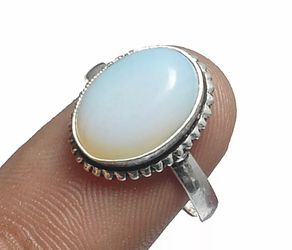 Opalite Gemstone Sterling Silver Plated Ring Size 7 Thumbnail
