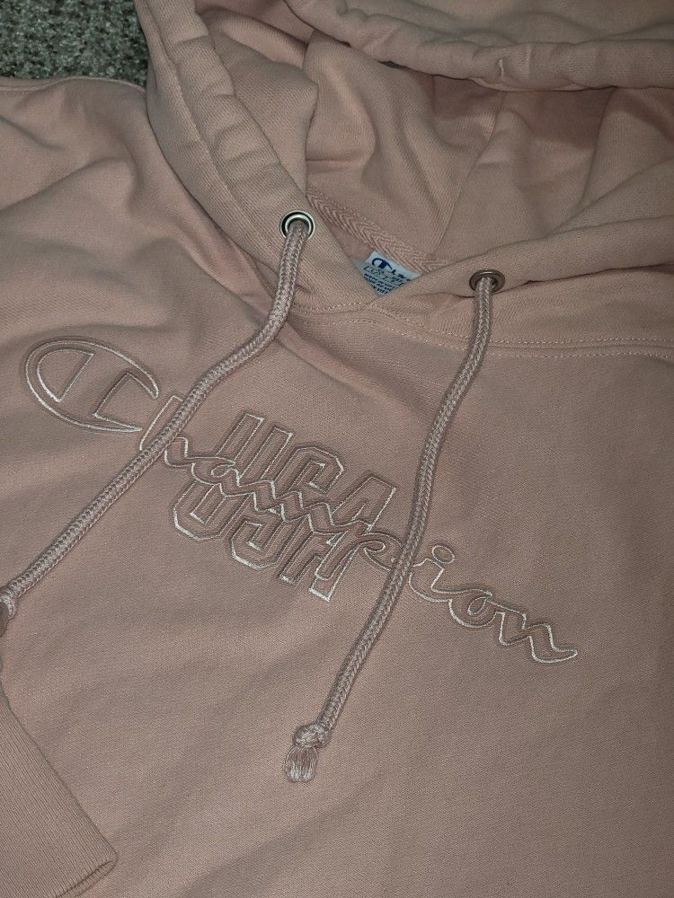 Champion Light Pink Cropped Hoodie
