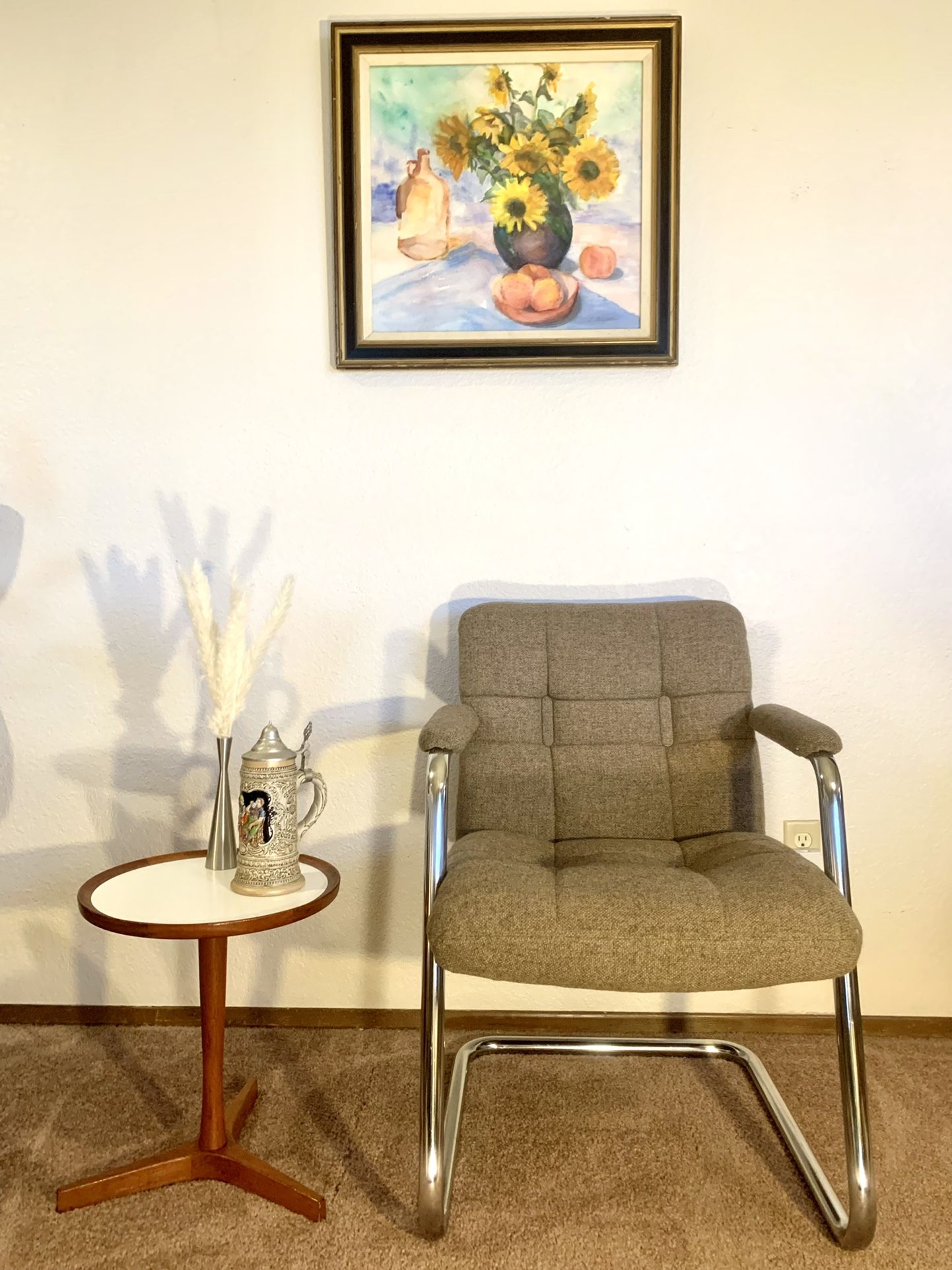 Vintage Milo Baughman Mid Century Modern Cantilevered Chair For ChromeCraft