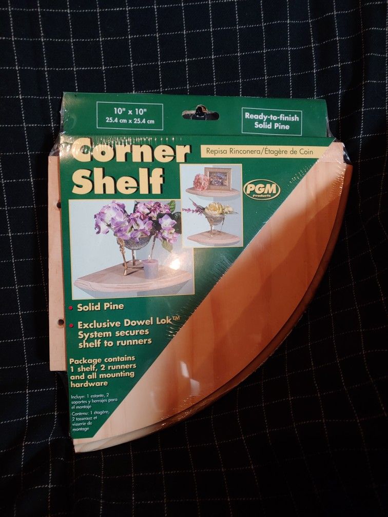 10x10" Corner Shelf W/ Hardware Included