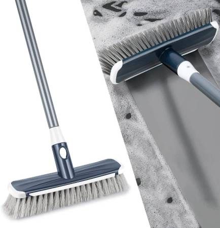 condition: new Floor Scrub Brush with Long Handle - Stiff Carpet Deck Brush 2 in 1 Floor Scrubber Cleaning Grout Brush for Tile, Bathroom, Shower,