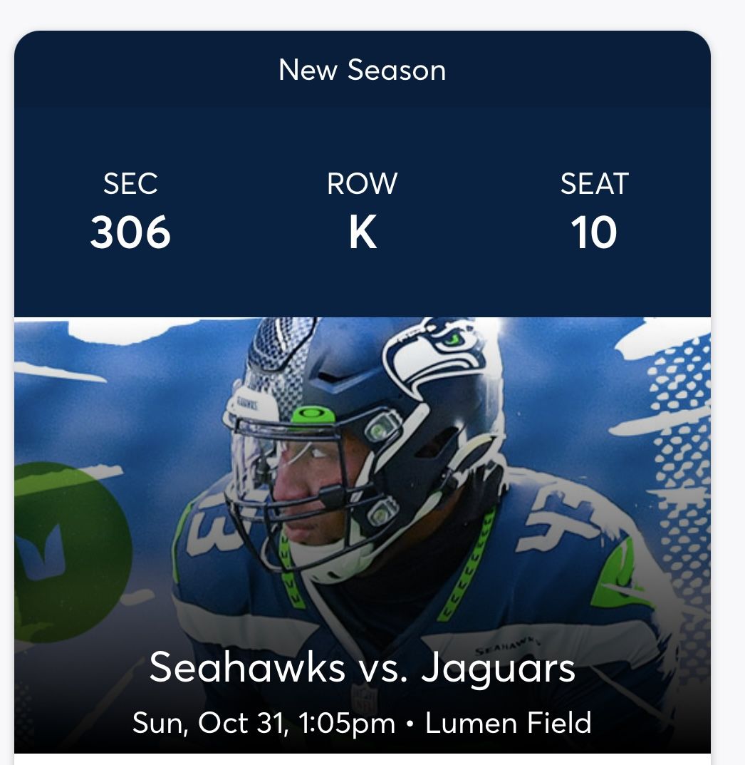 Seahawks Vs Jaguars Halloween Football 10/31 SECTION 306