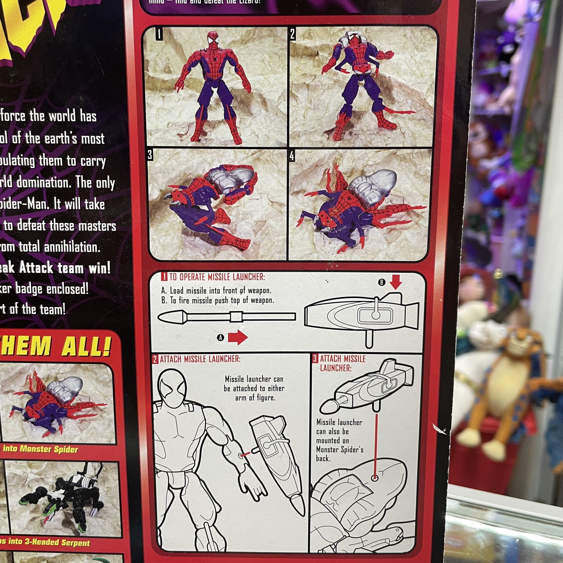 Vintage 1998 Toy Biz Shape Shifters Spider-Man Action Figure Toy NIB - Transforms Into Mega Mutant Monster Spider