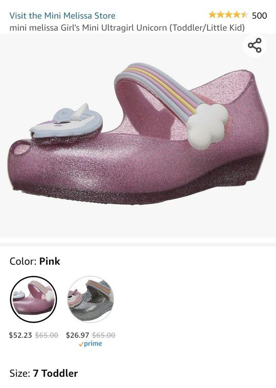 Mini Melissa Pink Ultragirl Unicorn Mary Jane Jelly  Girl's shoes Size 10