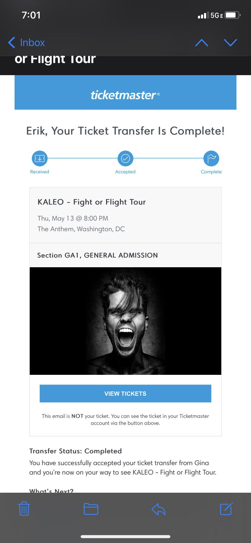 2 KALEO tickets at The Anthem in DC - April 13