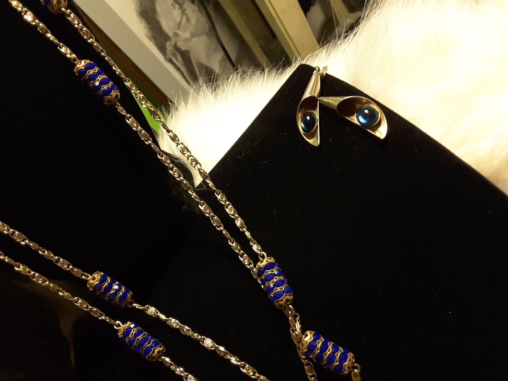 Estate Set Necklace Sapphire & Gucci Link w Earrings $33