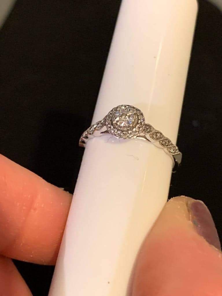10 K White Gold Princess Cut Double Halo Diamond Ring Size 7  Engagement Ring  By MJ DIAMONDS OFFERS WELCOME
