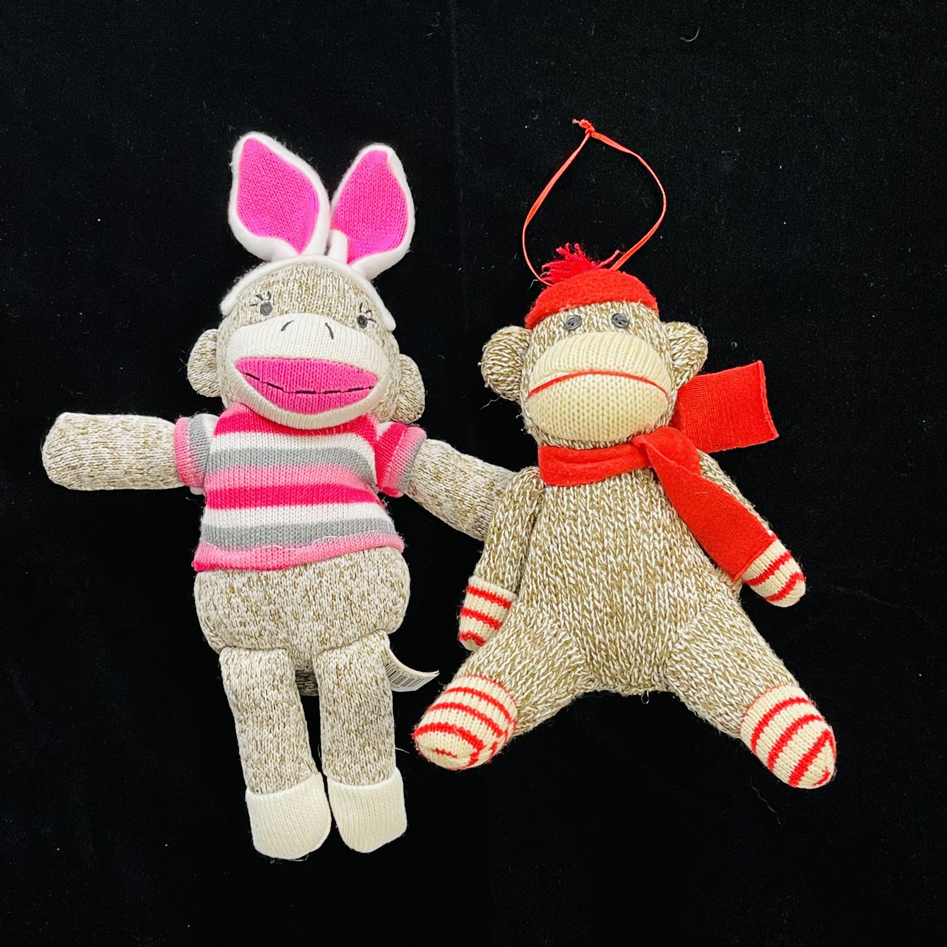 2 Sock Monkey Regular & The Easter Bunny Girlfriend/Boyfriend Teddy Doll