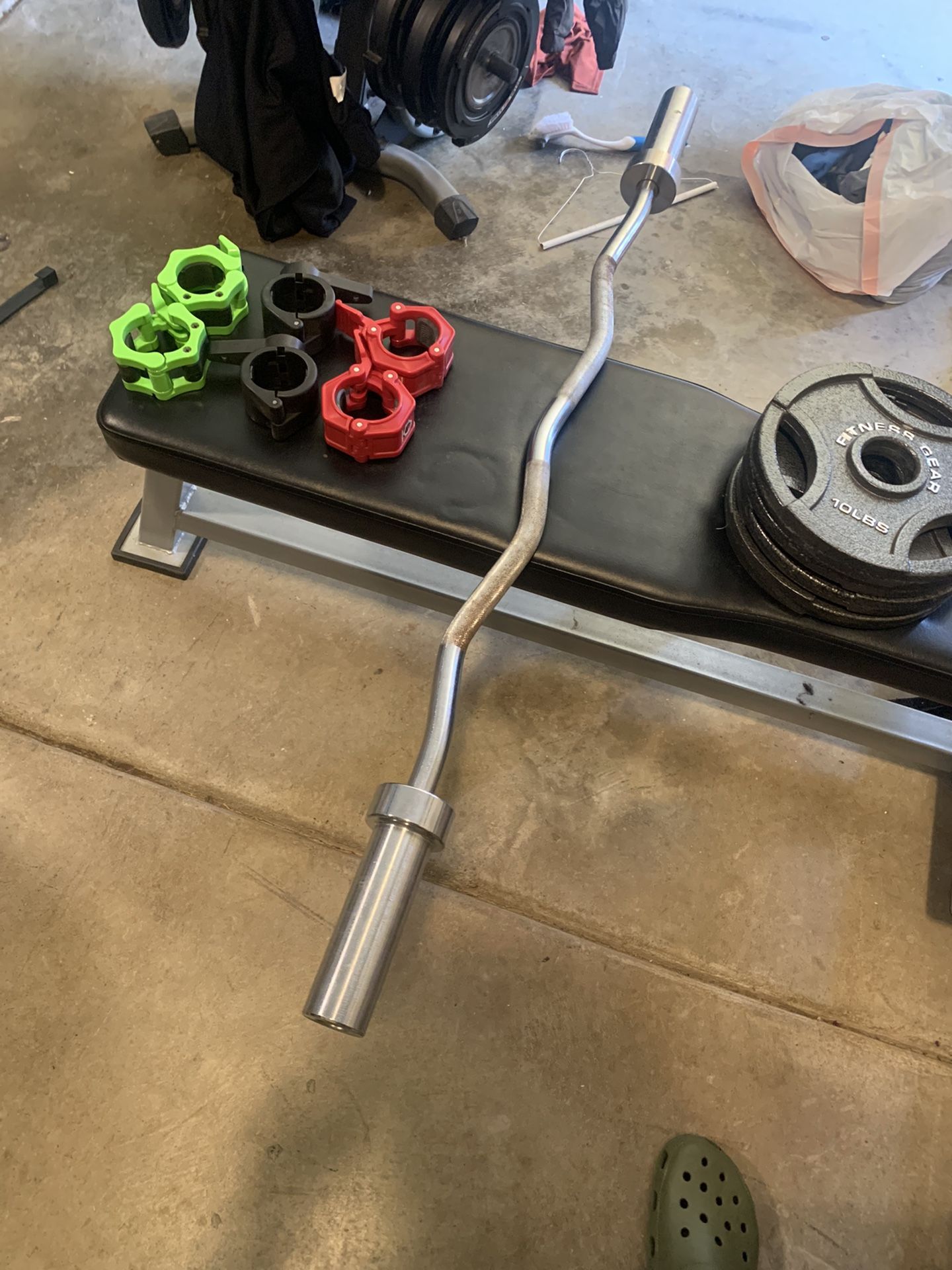 Barbell , Curl bar , Dumbbells , Weights