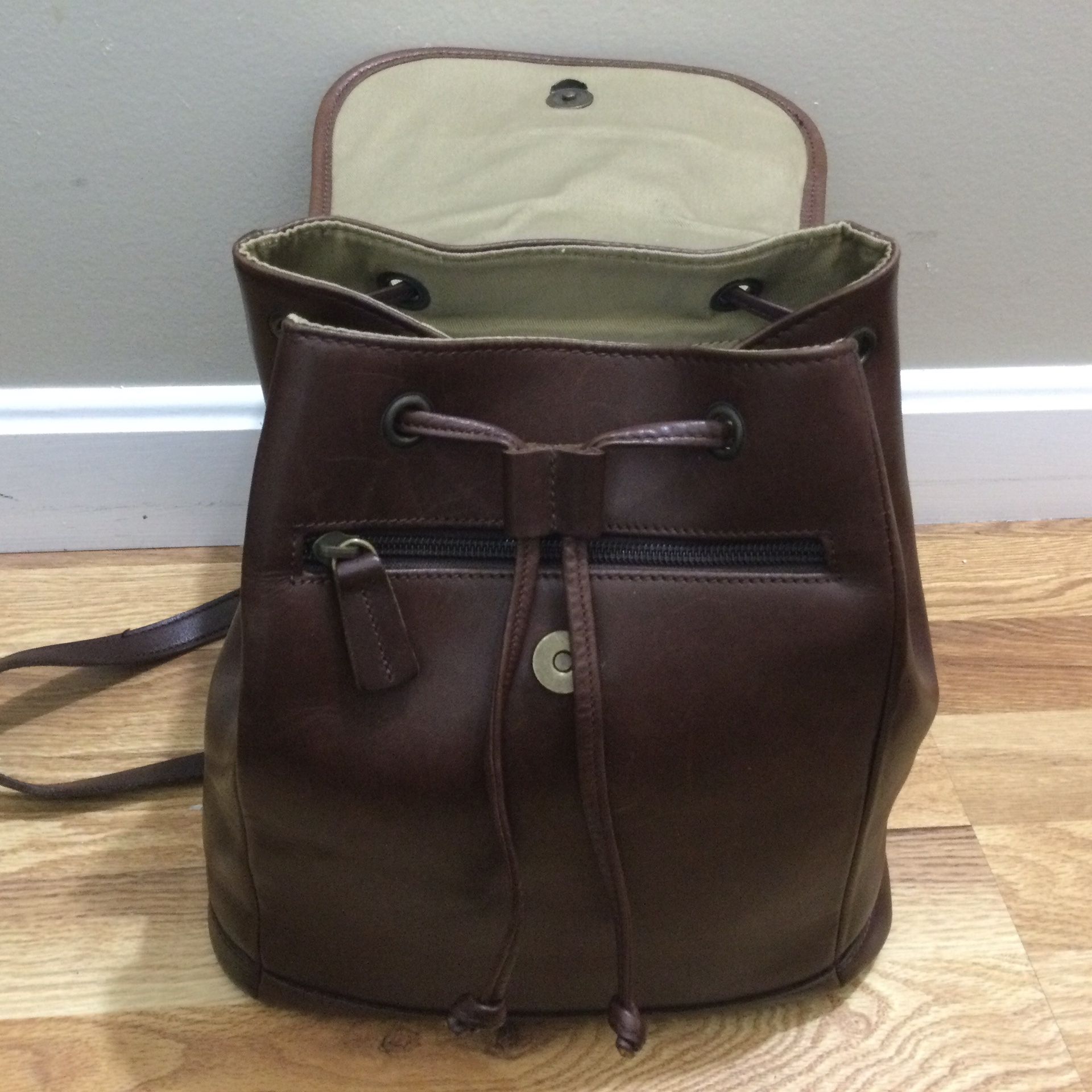 L.L. Bean Brown Leather Backpack 